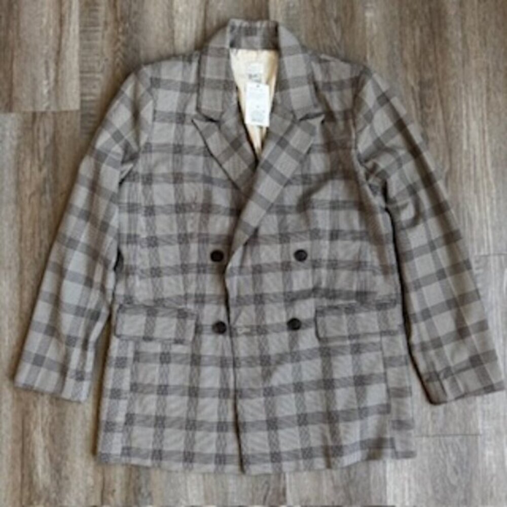 NWT A New Day Plaid Double Breasted Oversized Blazer for Women - size Small